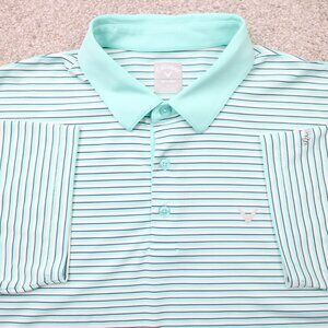 Callaway Polo Shirt Mens XL Green Striped Opti-Dri Golf Polyester Short Sleeve